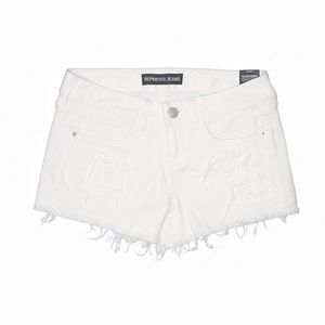 Express Low Rise Raw Cut Ripped Denim Shorts